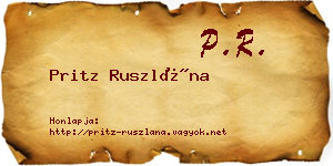 Pritz Ruszlána névjegykártya